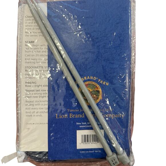 LION BRAND LEARN To KNIT KIT INCLUDES YARN & NEEDLES DENIM COLOR - Picture 2 of 8